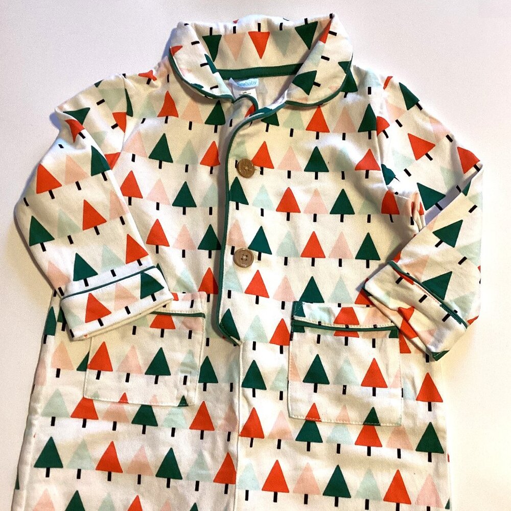 Indigo Baby Romper Onesie 18-24 Months Holiday Christmas Tree Soft Flannel